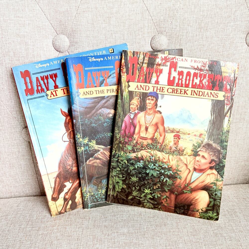 Davy Crockett Book Lot Disney American Frontier 3 PB 1991 Alamo Creek Indians